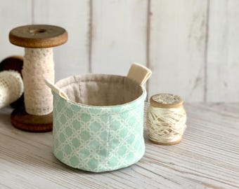 Small Fabric Cup Pastel Blue Spring Floral Little Fabric Basket Bucket