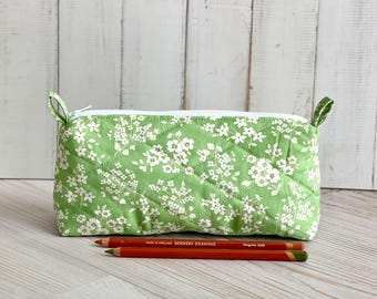 Pencil Case Green Floral Pencil Pouch Students Back to School