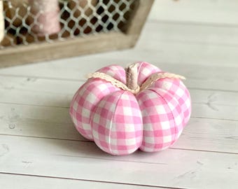 Pumpkin Pincushion Pink Plaid Pumpkin Decor Autumn Cottagecore Home Decor