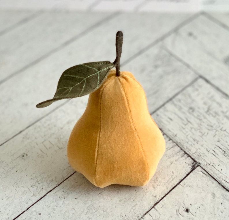 Golden Velveteen Decorative Pear Fall Autumn Home Decor image 1