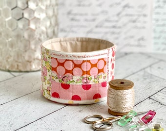 Medium Fabric Cup Patchwork Pink Fabric Basket Bucket