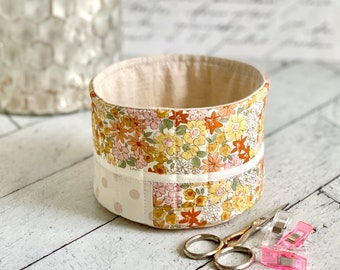 Medium Fabric Cup Floral Patchwork Fabric Basket Bucket