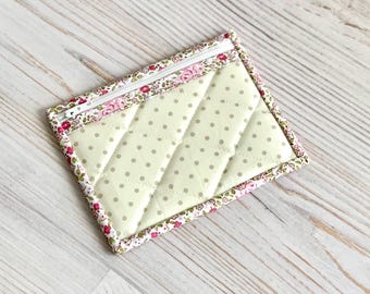 Small Vinyl Coin Purse Pink and White Window Zipper Pouch Card Holder