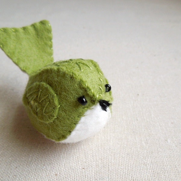 Embroidered Green Felt Bird