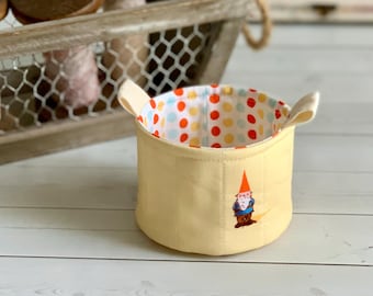 Small Fabric Cup Cute Gnomes Cottagecore Yellow Little Fabric Basket