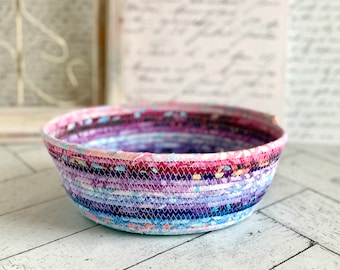 Rope Bowl Rope Basket Purple Colorful Batik