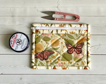 Small Vinyl Coin Purse Monarch Butterflies Window Zipper Pouch Card Holder