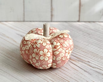Floral Cotton Pumpkin Pincushion – Cottagecore Sewing Decor