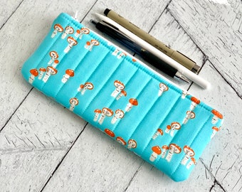 Quilted Pencil Case Cute Mushrooms Pencil Pouch Students Back to School