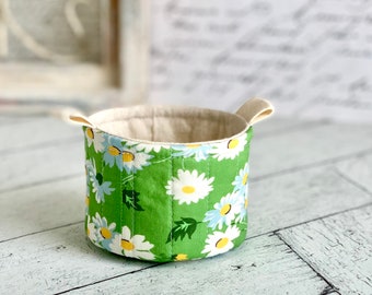 Small Fabric Cup Cute Green Floral Little Fabric Basket Bucket