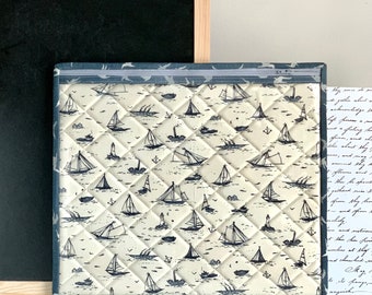 Extra Large Vinyl Project Bag Sailboats Nautical Vinyl Zipper Pouch