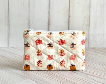 Flat Coin Purse Quilted Christmas Presents Pouch Change Purse Small Card Holder