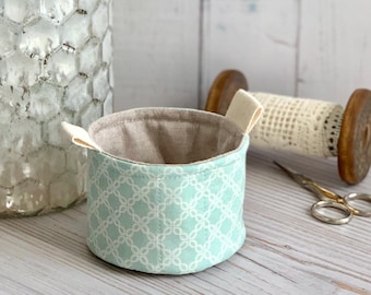 Small Fabric Cup Pastel Blue Spring Floral Little Fabric Basket Bucket