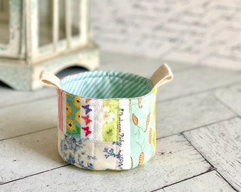 Small Fabric Cup Selvage edge Scraps Little Fabric Basket Bucket