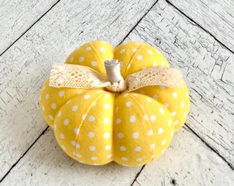 Yellow Polka Dot Pumpkin Pincushion Pumpkin Pin Keep Autumn Fall Decor
