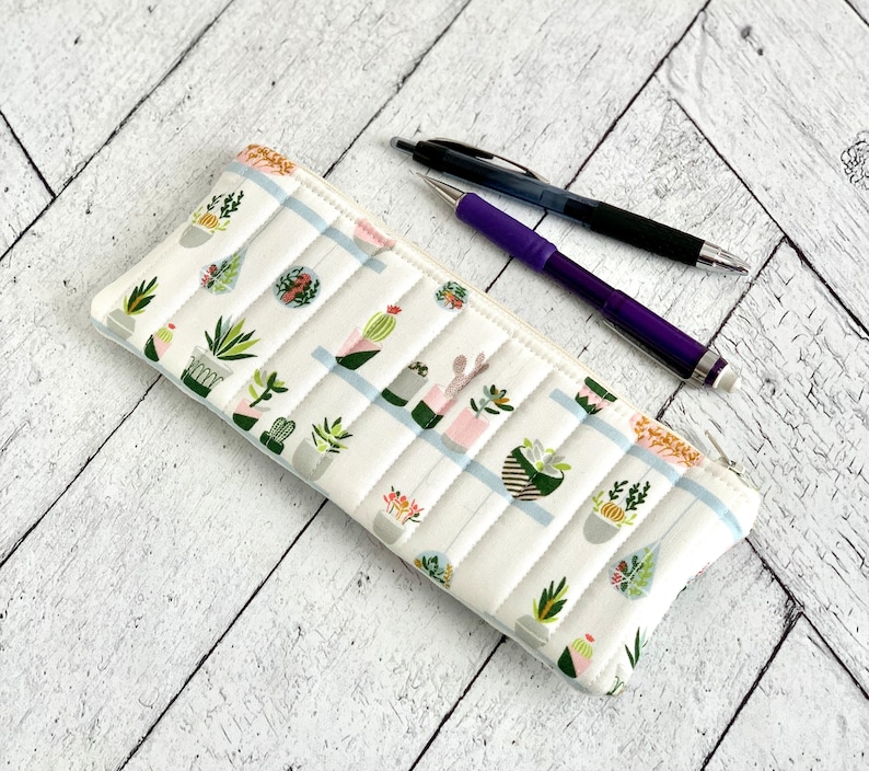 Cute Pencil Case Modern House Plants Pencil Pouch Students Back to School image 1