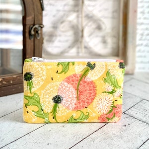 Flat Coin Purse Dandelions Cute Coin Pouch Change Purse Small Card Holder Zipper Pouch image 1