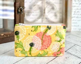 Flat Coin Purse Dandelions Cute Coin Pouch Change Purse Small Card Holder Zipper Pouch