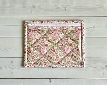 Small Vinyl Coin Purse Pink Floral Window Zipper Pouch Card Holder
