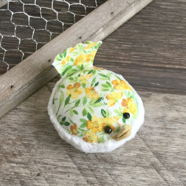 Little Bird Pincushion Yellow and Green Floral Cute Cotton Pin Cushion Pin Keep Kawaii Bird