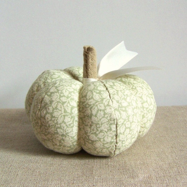 Pale Green Leafy Decorative Pumpkin or Gourd