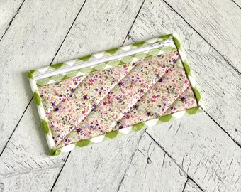 Medium Vinyl Project Bag Pastel Floral Vinyl Zipper Pouch Small Card Holder