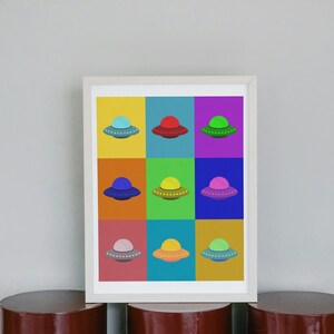UFO pop art digital printable art | Printable UFO Image | Andy Warhol Inspired Art | IrreverentWares