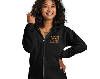 Coffee Lover's Zip Hoodie: Gildan Unisex Heavy Blend Jumper