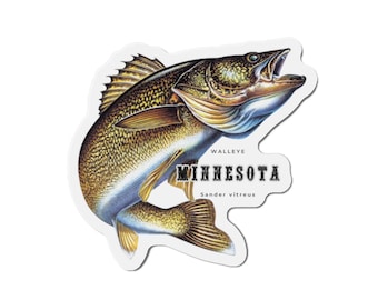 Minnesota Walleye Die-Cut Magnet: Fishing Gift, Cabin Decor