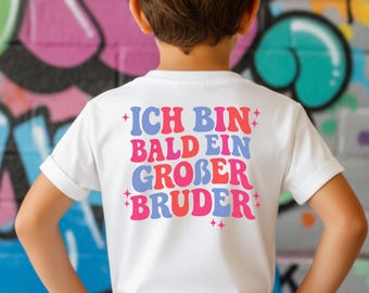 Presto diventerò un fratello maggiore! Maglietta o body: vestito retrò per rivelare la gravidanza dei bambini, graziosa maglietta per fratelli e sorelle per annunciare la gravidanza.