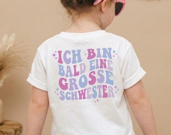 Presto diventerò una sorella maggiore! Maglietta o body – Maglietta carina per fratelli e sorelle per bambini · Regalo per l'annuncio di una nascita, vestito di famiglia per bambine