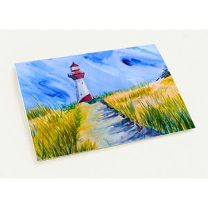 Set di 10 biglietti d'auguri Lighthouse dipinti a mano | Schede A5 o A6 | Motivo marittimo Mare del Nord Mar Baltico | Biglietti pieghevoli artistici di alta qualità con busta
