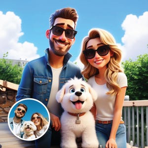 Custom Cartoon Animation, Personalised Family Portrait, Cartoon Portrait From Photo, Cartoon Style Couple, Digital File