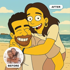 Simpsons style Custom Animation, Personalized Portrait, Custom Portrait From Photo, Cartoon Style Couple, Pet Portrait, Best gift, Digital