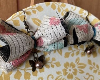 Summer Kimono fabric Earrings | ROSHA fabric| butterfly , Ribbon