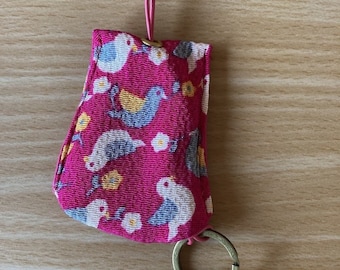 Kimono Fabric Key Ring | Humming birds, Fucsia pink