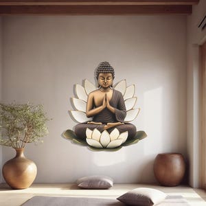 Buddha Lotus Metal Wall Art, Spiritual Wall Hanging, Zen Home Decor, Yoga Meditation Sculpture, Mindfulness Gift for Peaceful Space