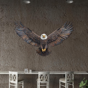 Soaring Bald Eagle Metal Wall Art: Rustic Patriotic Decor