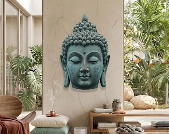 Buddha Head Metal Wall Art, Zen Decor for Yoga Studio or Living Room, Meditation Wall Decor
