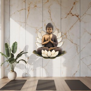 Buddha Metal Wall Sculpture with Lotus Design, Colorful Meditation Wall Decor, Zen Wall Art image 3