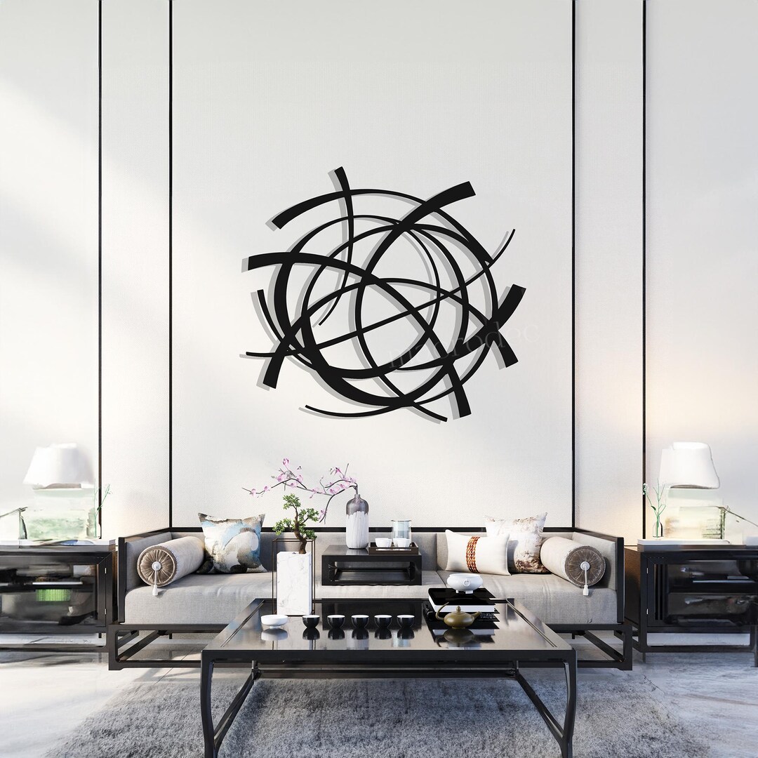 Minimal Circular Metal Wall Sculpture, Modern Curved Design, Geometric ...