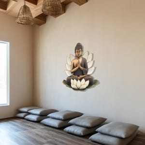 Buddha Metal Wall Sculpture with Lotus Design, Colorful Meditation Wall Decor, Zen Wall Art image 6