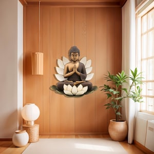 Buddha Metal Wall Sculpture with Lotus Design, Colorful Meditation Wall Decor, Zen Wall Art image 7