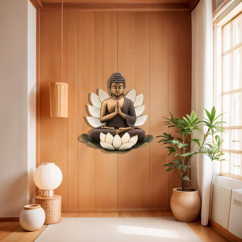 Buddha Metal Wall Sculpture with Lotus Design, Colorful Meditation Wall Decor, Zen Wall Art image 7