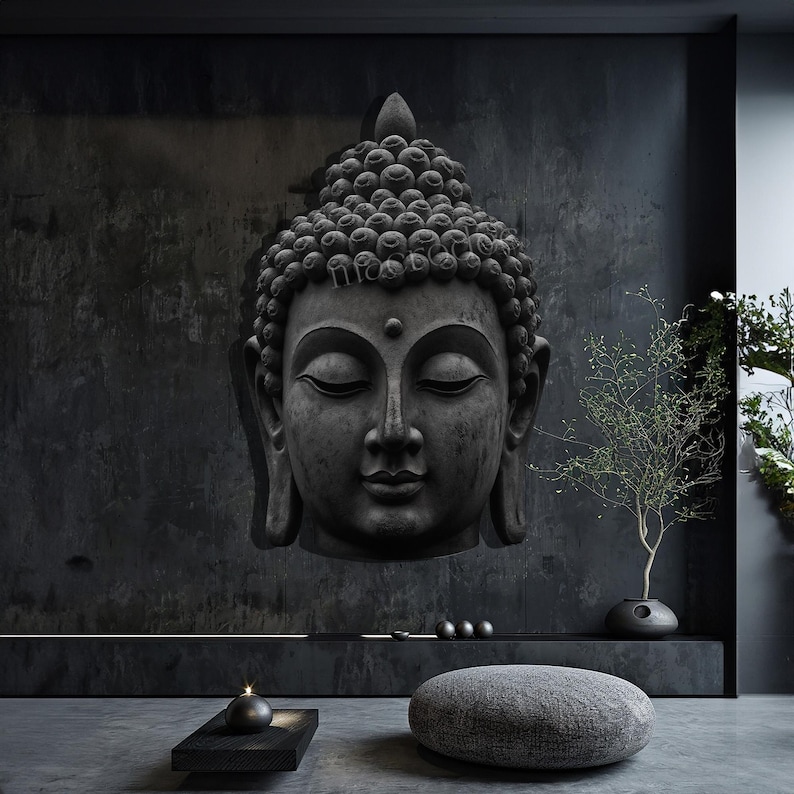 Buddha Head Metal Wall Art, Zen Decor for Yoga Studio or Living Room ...