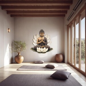 Buddha Metal Wall Sculpture with Lotus Design, Colorful Meditation Wall Decor, Zen Wall Art image 5