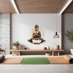 Buddha Metal Wall Sculpture with Lotus Design, Colorful Meditation Wall Decor, Zen Wall Art image 4