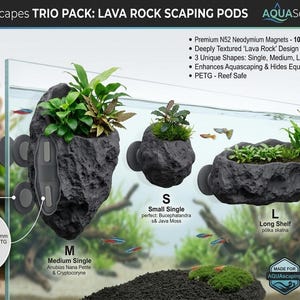 Triopakket magnetische lavasteen aquariumplantenbak, aquascapinghouder met textuur