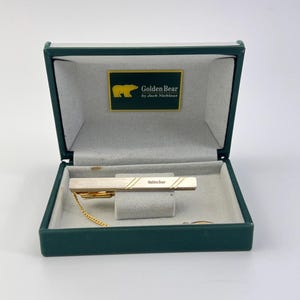 Elegant Vintage Golden Bear by Jack Nicklaus Gold tone tie clip- Perfect for Vintage Collectors