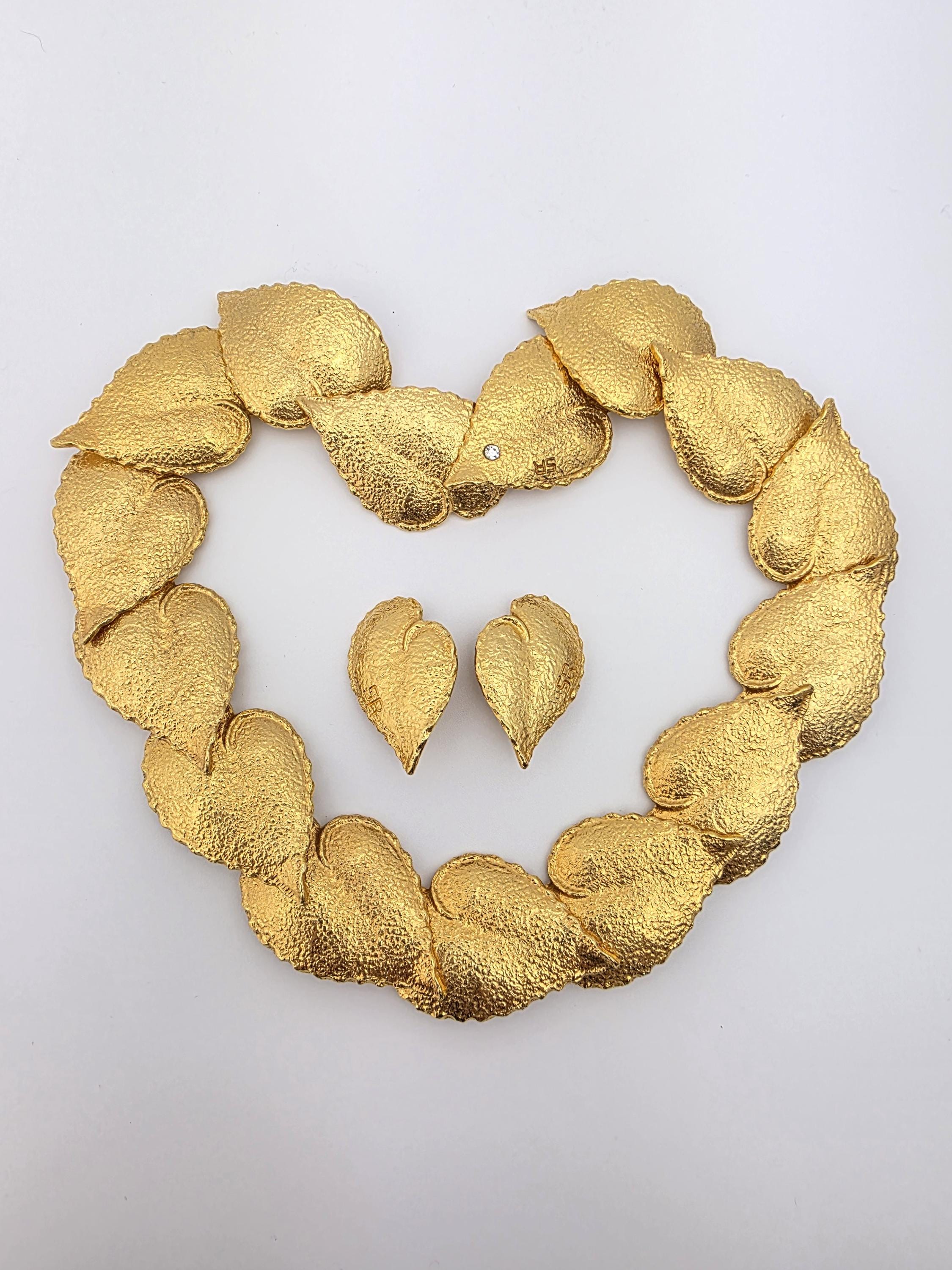 Sonia Rykiel Necklace & Earrings Set – Gold-tone – Late 20th 
